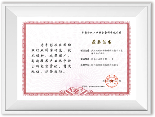 中国纺织工业联合会科技进步奖一等奖